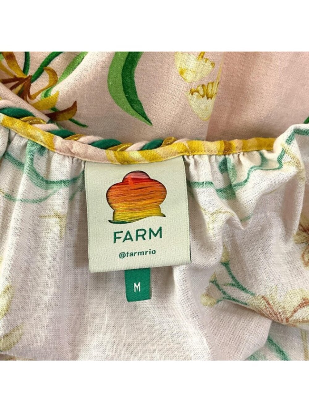 FARM Rio Pink Botanical Beauty Lenzing Ecovero Euroflax Maxi Dress Womens M READ - Picture 10 of 16